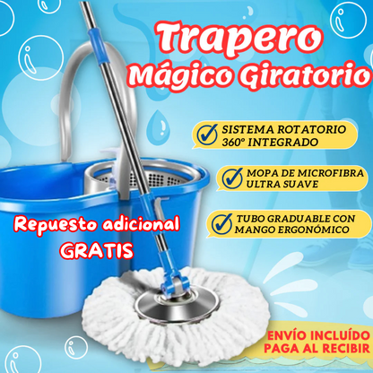 🧼 Mop giratório 360° com balde + peça de reposição adicional GRÁTIS 🎁